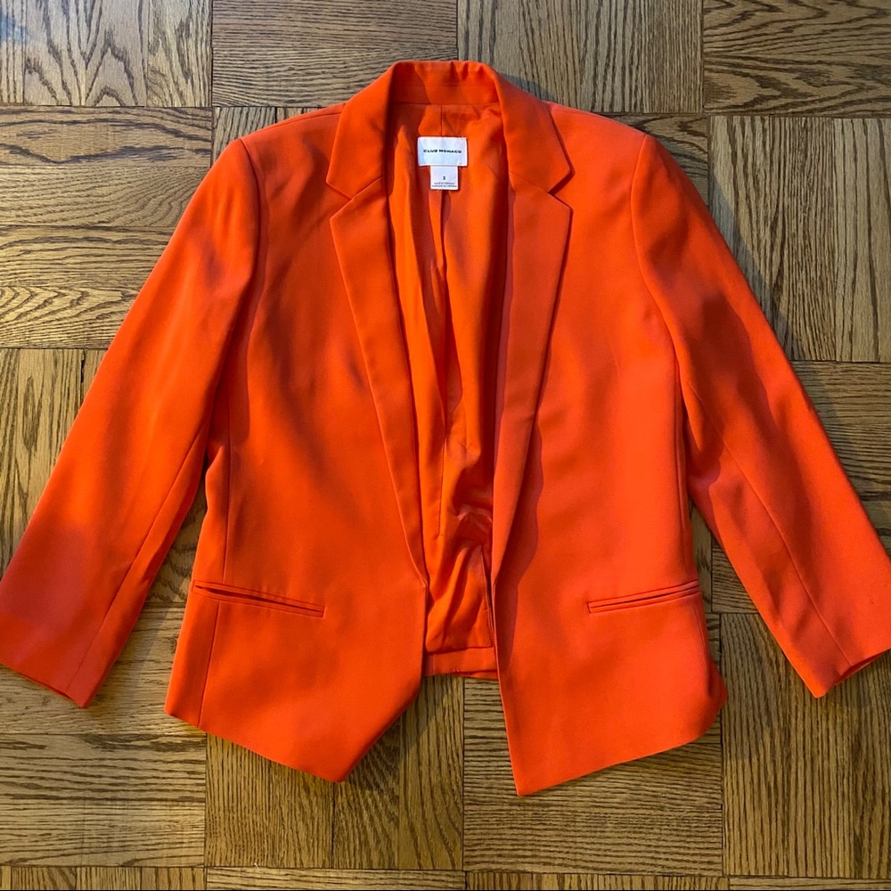 Club Monaco Orange Open Front Blazer
